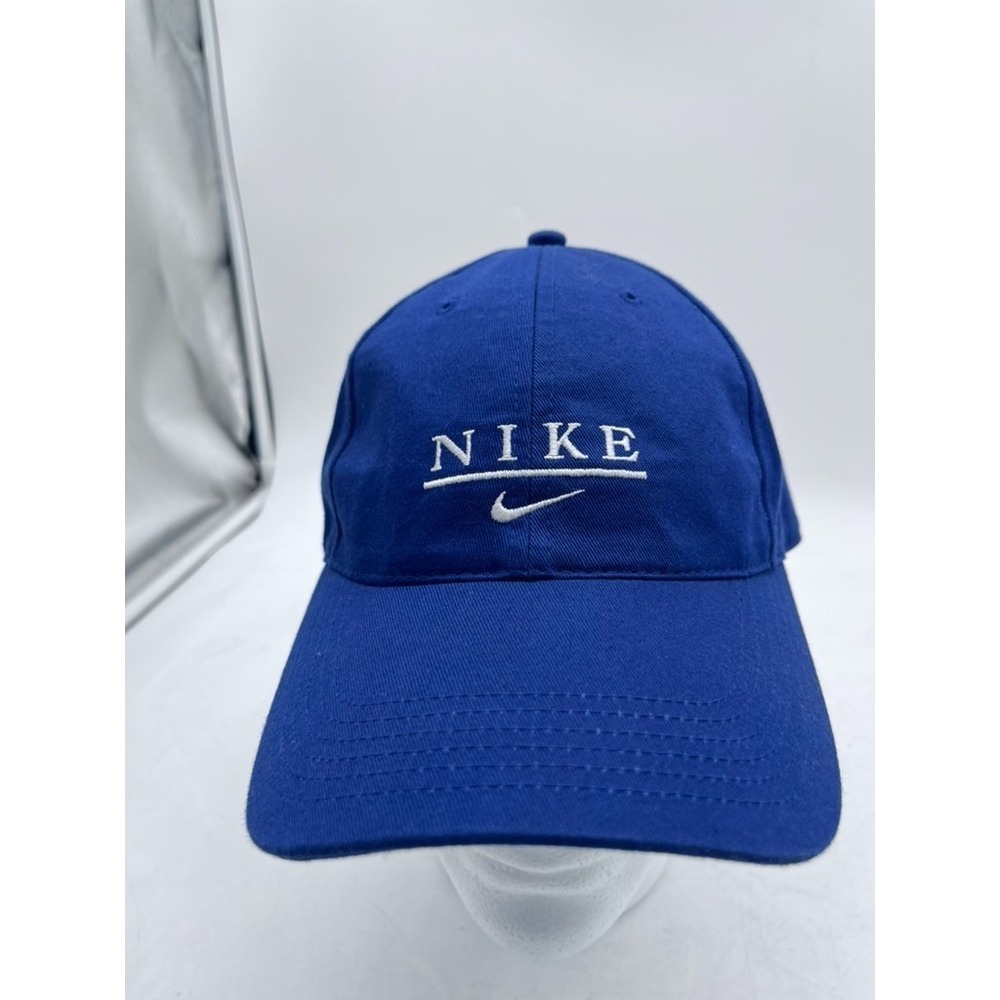 Y2K Nike Blue ,White Embroidery Logo Hat 100% Cotton Size 7 1/4